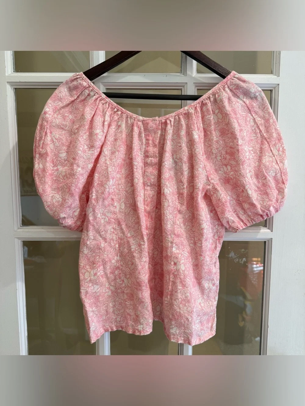 J Crew V-back Linen Top Blouse in Tossed Floral Size 4